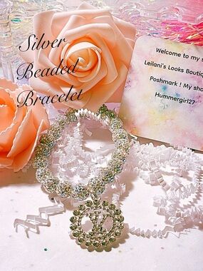 Sparkling Beaded Bracelet/silver beaded bracelet/gifts/rhinestone/